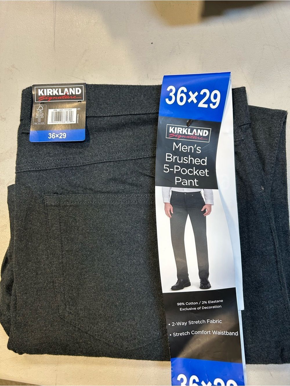 Kirkland Signature Men's Brushed 5-Pocket Pant - Dark Gray
